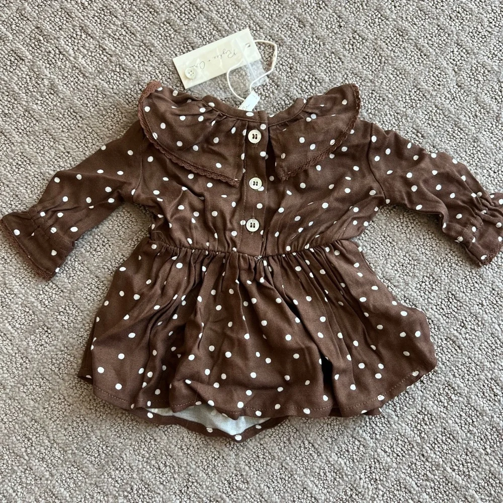 NWT Rylee + Cru polka dot dress 0-3 months